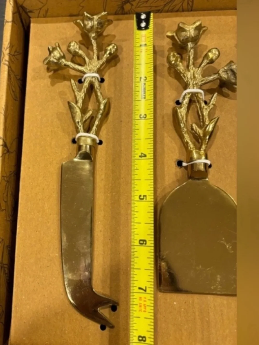 American Atelier NEW Botanical Handle Cheese Knives Set of 3 Gold Cottagecore